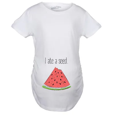 Target Maternity I Ate A Seed T Shirt Funny Watermelon Pregnancy Tee - Crazy Dog Maternity T Shirt For Foodies White L