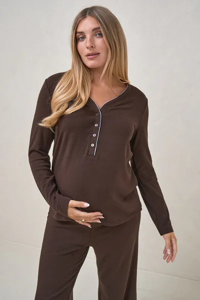 Bae the Label Dreamstate Sleep LS Top - Chocolate/Blue