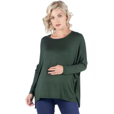Target 24seven Comfort Apparel Maternity Oversized Long Sleeve Dolman Top-Olive-2X