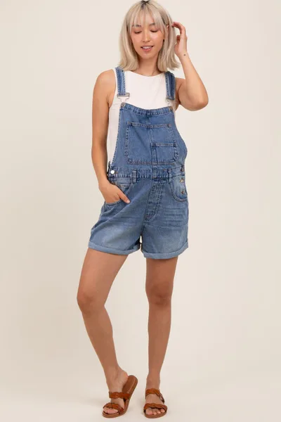 PinkBlush Light Blue Wash Maternity Denim Shortalls