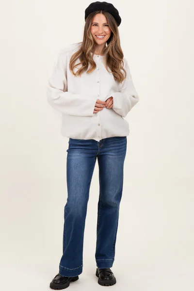PinkBlush Navy Dark Wash Wide Leg Maternity Jeans