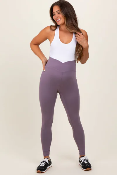 PinkBlush Violet Crossover Waistline Maternity Leggings