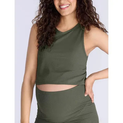 Target Women's Crew Neck Racerback Cropped Maternity Tank - Deep Depths - Size: X Large - Motherhood Maternity