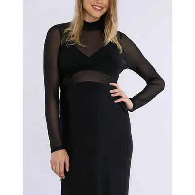 Target Women's Long Sleeve Bodycon Mesh Maternity Top - Black - Size: Small - Motherhood Maternity