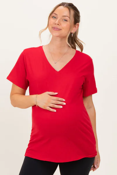 PinkBlush Ruby Oversized V-Neck Short Sleeve Maternity Tee