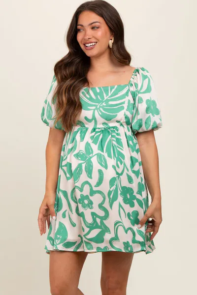PinkBlush Jade Floral Puff Sleeve Maternity Dress