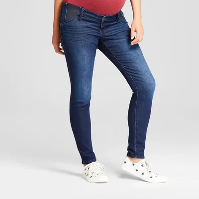 Target Under Belly Skinny Maternity Jeans - Isabel Maternity by Ingrid & Isabel™ Dark Wash 4: Cotton Blend, Relaxed Fit, Denim, High Rise