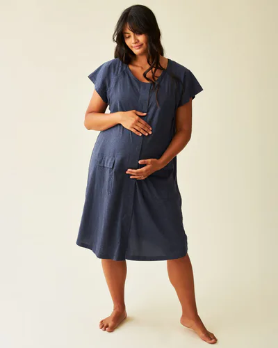 Kindred Bravely Universal Labor & Delivery Gown | Navy Heather