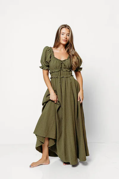 Worth Collective Sydnee 100% Cotton Maxi Dress in Dark Green - Bump Friendly & Inclusive Sizing *9/10 PRE-ORDER*