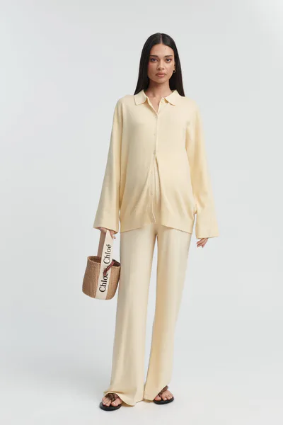 Legoe Heritage LS Button Down Collar Top (Lemon) - FINAL SALE