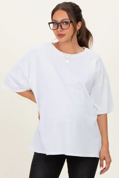 PinkBlush White Cotton Oversized Maternity Tee