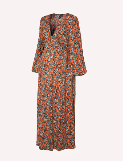 For The Creators Maternity Floral Balloon Sleeve Lou Midi Dress