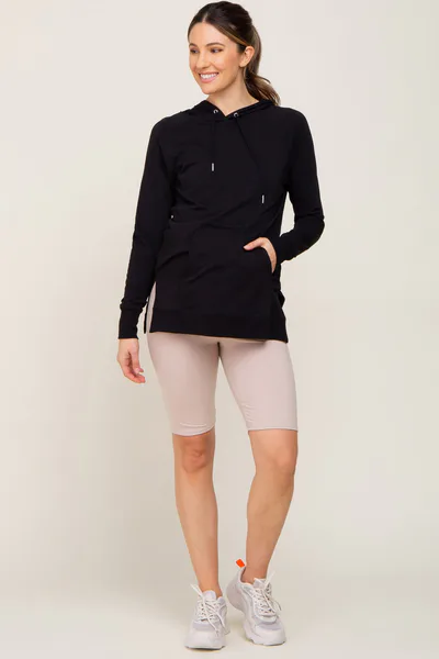 PinkBlush Taupe Wide Band Maternity Biker Shorts