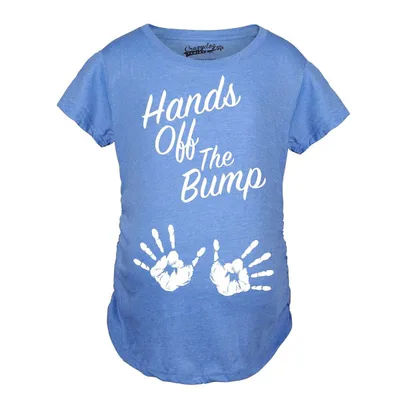 Target Maternity Hands Off The Bump Cute Pregnancy Shirt Fun Pregnant Gift Announcement - Crazy Dog Maternity T Shirt with Fun Design Light Blue L