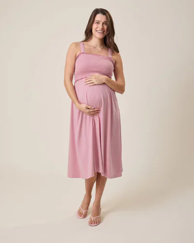 Kindred Bravely Sienna Smocked Maternity & Nursing Dress | Light Mauve