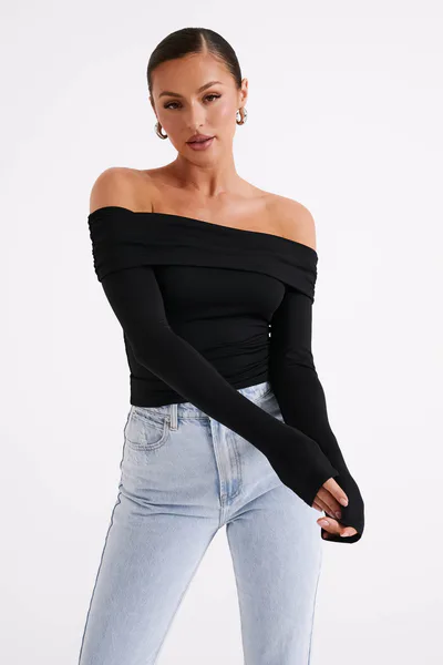 MESHKI Lucinda Recycled Nylon Off Shoulder Top