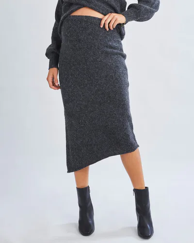 Angel Maternity Amélie's Enchanting Allure Asymmetrical Knit Midi Skirt