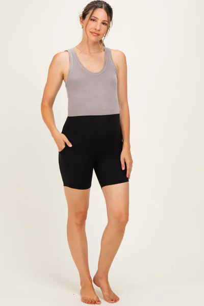 PinkBlush Black Pocket 6" Maternity Biker Shorts
