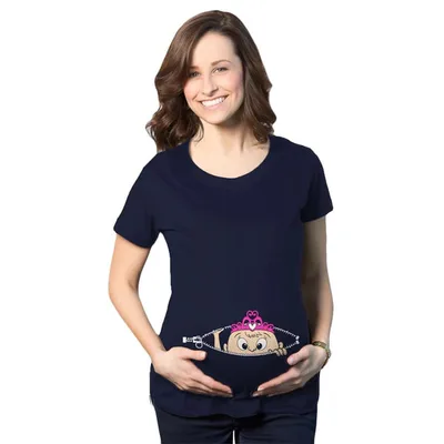 Target Maternity Peeking Princess T Shirt Cute Pregnancy Tee for Mom to Be - Crazy Dog Maternity T Shirt Gift for Mom to be Navy XL