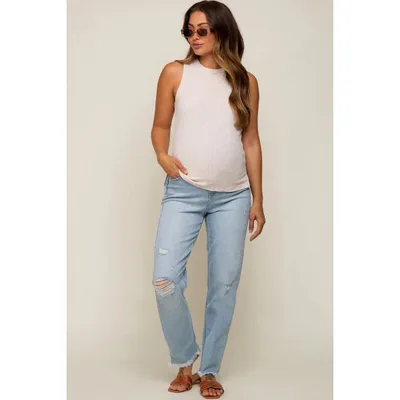 Target PinkBlush Light Blue Distressed Frayed Hem Maternity Jeans Light Blue 25