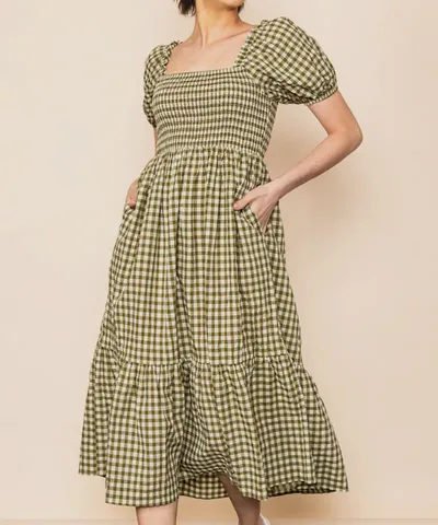 Bump City The Gingham Puff Sleeve Midi Dress