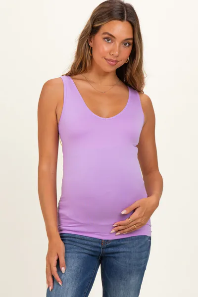PinkBlush Lavender Sleeveless Fitted Maternity Tank Top