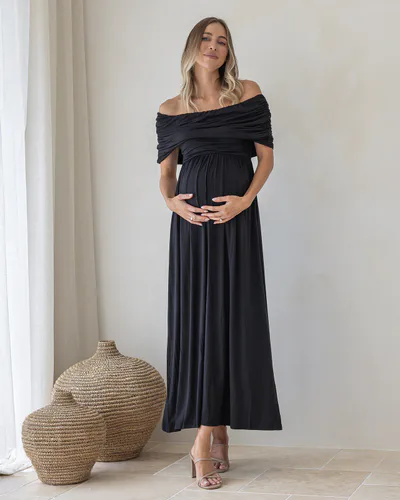 Angel Maternity Ariana Maxi Maternity Evening Dress in Black