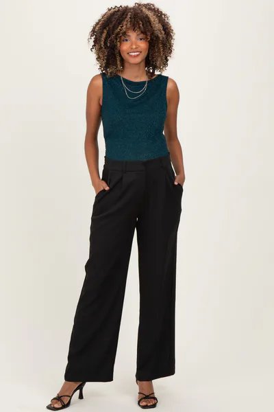 PinkBlush Black Wide Leg Maternity Trousers