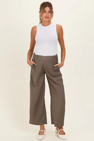 PinkBlush Mocha Elastic Waistband Maternity Trousers