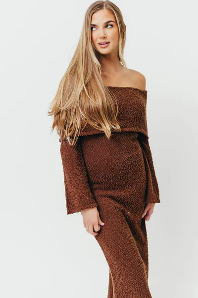 Worth Collective Nora Knit Maxi Dress in Chocolate Brown - Bump Friendly *8/19 PRE-ORDER*
