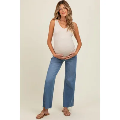 Target Pinkblush Blue Raw Hem Ankle Slim Wide Leg Maternity Jeans 29