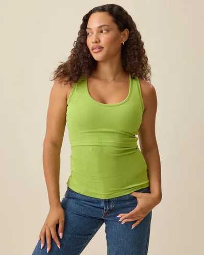 Kindred Bravely Ribbed Bamboo Scoop Neck Nursing Tank | Avocado