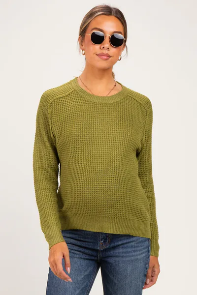 PinkBlush Matcha Waffle Textured Maternity Sweater