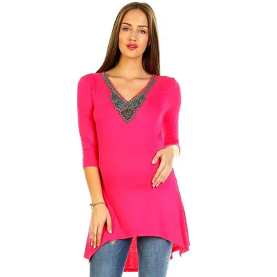 Target Maternity Calla Embellished Tunic Top Pink Small - White Mark