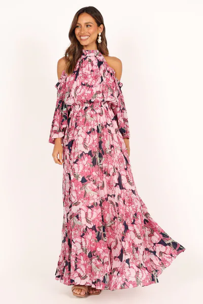 Petal & Pup Hilary Pleated Maxi Dress - Pink Floral