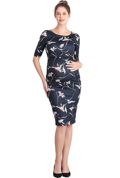 Kimi + Kai Kimi + Kai Maternity "Beth" Nursing Midi Dress