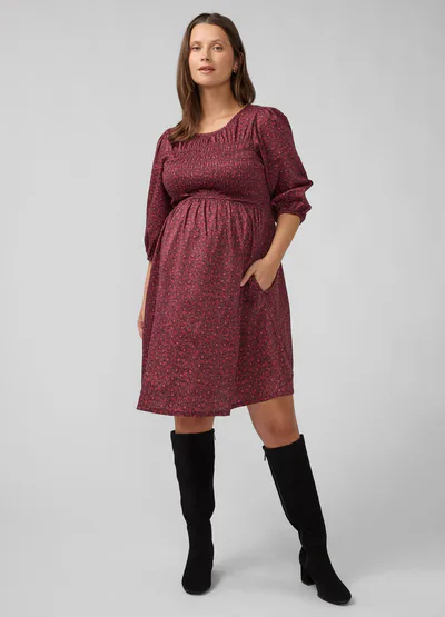 Ingrid & Isabel Smocked Paisley Cotton Maternity Dress