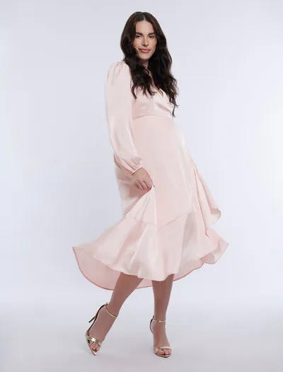 Motherhood Maternity Wrap Flounce Midi Dress