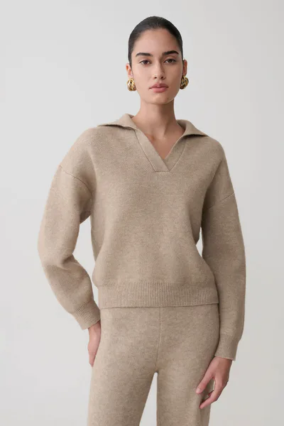 MESHKI Luca Knit Jumper - Beige Marle
