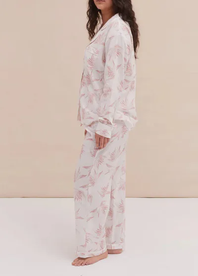 For The Creators Long Pyjama Set - Deia print in White/Pink