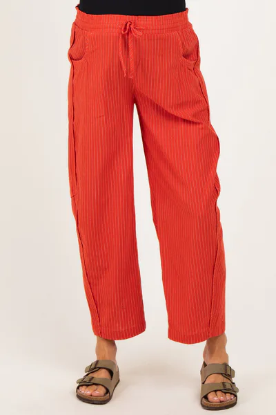 PinkBlush Red Textured Maternity Pants