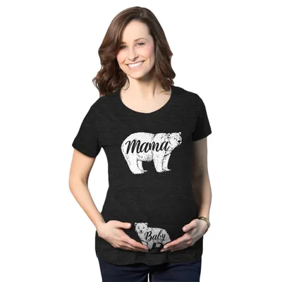 Target Maternity Mama Bear Baby Pregnancy Announcement T shirt Cute Reveal Bump Tee - Crazy Dog Maternity T Shirt Gift for Mom Black L
