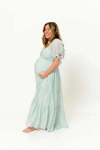 Worth Collective Grayson Maxi Dress in Light Mint - Bump Friendly