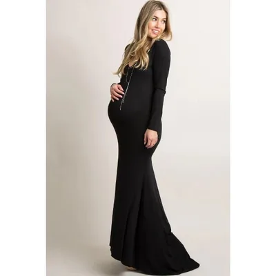 Target Pinkblush PinkBlush Black Long Sleeve Photoshoot Maternity Gown/Dress Medium