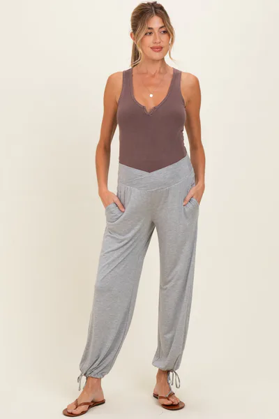 PinkBlush Heather Grey Crossover Waist Maternity Pants