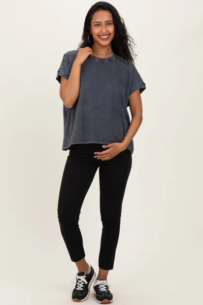 PinkBlush Charcoal Mineral Wash Boxy Fit Maternity T-Shirt