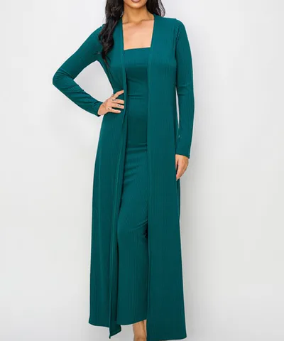 Bump City The Bodycon Dress & Duster Set- Hunter Green