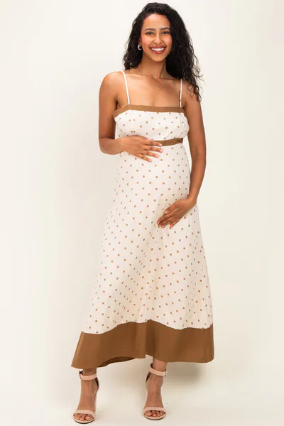 PinkBlush Natural Polka Dot Maternity Maxi Dress