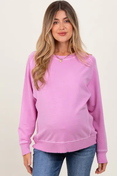 PinkBlush Pink French Terry Vintage Wash Maternity Pullover