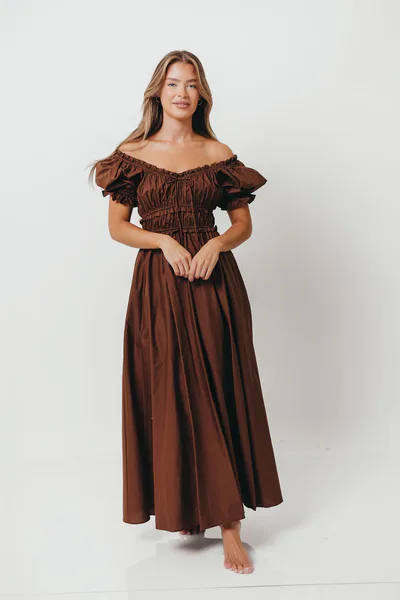 Worth Collective Sydnee Cotton Maxi Dress in Chocolate Brown - Bump Friendly *8/18 PRE-ORDER*